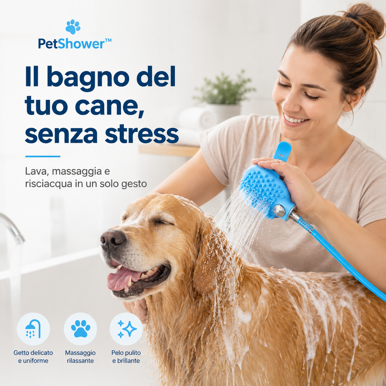 PetShower™ - La spazzola doccia per lavare il tuo cane in casa senza stress