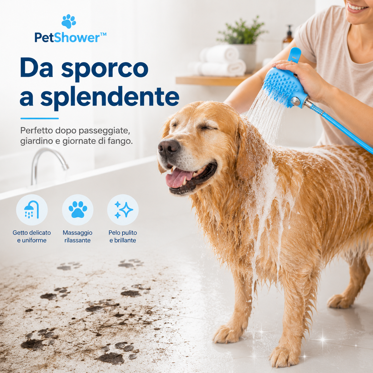 PetShower™ - La spazzola doccia per lavare il tuo cane in casa senza stress