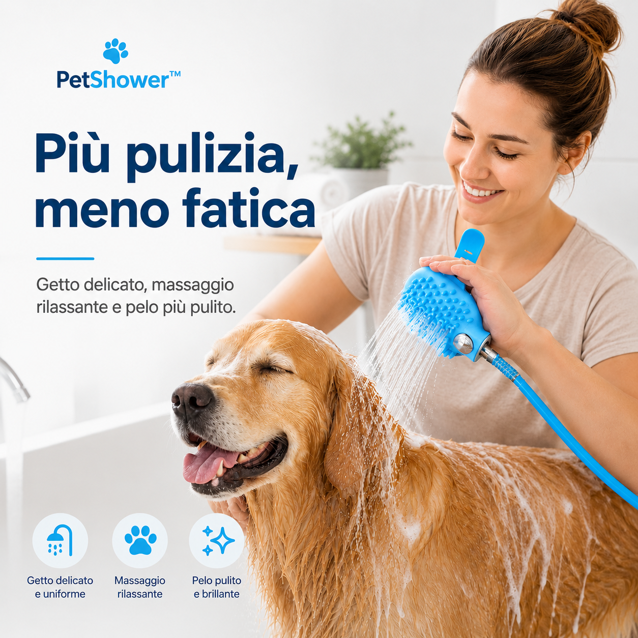 PetShower™ - La spazzola doccia per lavare il tuo cane in casa senza stress