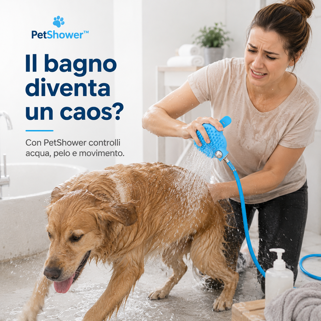 PetShower™ - La spazzola doccia per lavare il tuo cane in casa senza stress